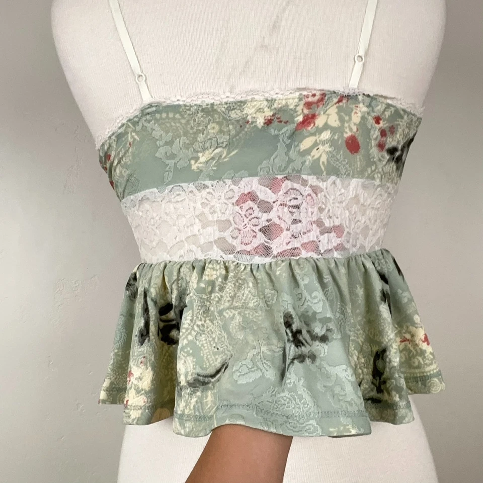Ecote Camisole Women S Green Babydoll Y2K Coquette Romantic Festival Dainty Lace - Image 4 of 4