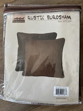 H & H Designs Rustic Euro Sham Pillow Cover 27”x27” Brown Western Style New