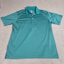 PGA TOUR Airflux Men's L Green Striped Performance Golf Polo Shirt Driflux