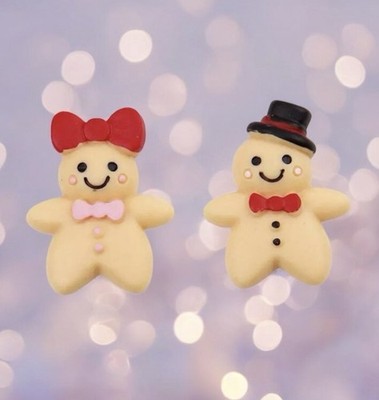 10pc- Novelty Gingerbread Man & Woman Flatback Jewelry & Craft Cookie Cabochons