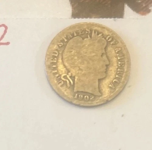 1902 S Barber Silver Dime Semi key