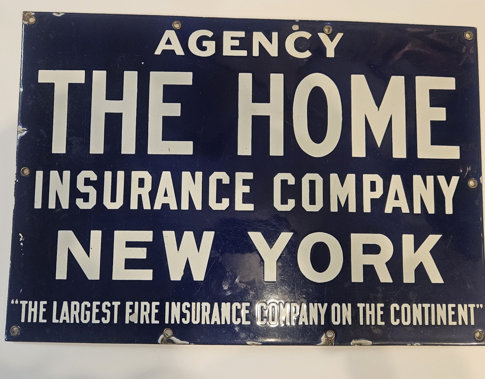 Agency The Home Insurance Co New York Porcelain Enamel Sign
