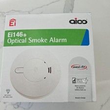 AICO Ei146E MAINS OPTICAL SMOKE ALARM DETECTOR BATTERY BACK UP C/W BASE