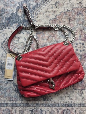 New Rebecca Minkoff Edie Quilted Leather bag Scarlet Red Studded Never Used 