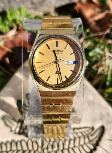Vtg 1984 Seiko Quartz SQ 8123-6190 Gold Tone 33mm Men's Watch VERY NICE!!!