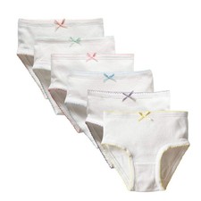 Girls Underwear Kids Panties Cotton 6-Pack White Size 6 7