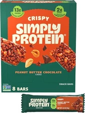 (Free Duty Tax) Simply Protein - Peanut Butter Chocolate Crispy Bars - Plant