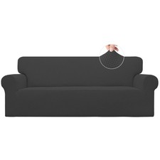 Dark Gray Stretch Sofa Cover - Soft Jacquard Fabric for Large Sofas 60-81 in 