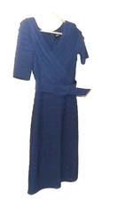 Adrianna Papell Tiered Evening Dress Womens 4 V Neck Belted Long Formal Gown