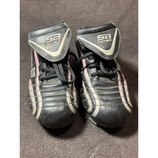 Girls Spot-Bilt Black With Pink And Silver Soccer Cleats Size 2 1/2