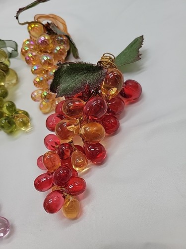 5 Vintage Lucite bunte Trauben Acryl facettiert Perlen gezuckerte Blätter - Bild 3 von 10