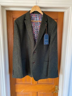 Joules Moon Tweed Blazer Sakko Gr. 48R Slim Fit Grün Wolle Country Ellenbogen Patch