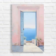 Serene Ocean View on Pastel Canvas Print Large Picture Wall Art