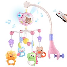 Crib Mobile with Music and Lights, Baby Mobiles for Cribs, Nursery Musical Mo...