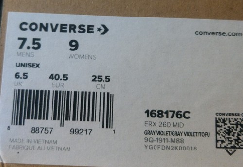 Converse x A Cold Wall ERX 260 Mid Top Gray Violet Mens Size 7.5 168176c New - Picture 7 of 7