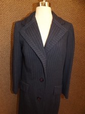 Vtg 50s Sophisticated Utah Mills Custom Tailored Pin Striped Wool Trench S/m Euc