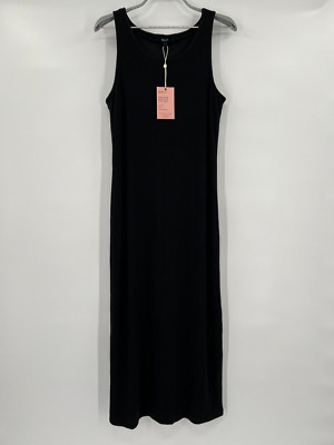 Quince Women s Black Tencel Rib Knit Midi Dress sz S NWT Sleeveless Mid-Length
