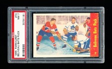 1955 PARKHURST HOCKEY 74 BELIVEAU BATS PUCK PSA 7 NEAR MINT CANADIENS