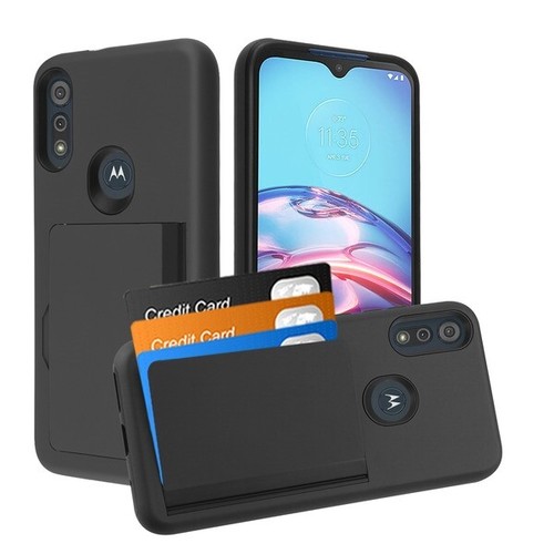 Para Motorola Moto E Wallet Case 3 Tarjetas Holder Goma Cubierta Híbrida Protectora - Imagen 16 de 31