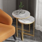 Stacking Nesting Coffee Table Set of 2 Round Side Tables for Living Room Bedroom