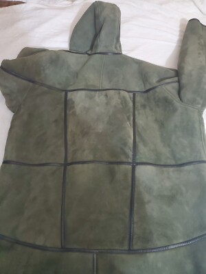 VINTAGE FOURRURES GEORGE V PARIS SHEARLING LEATHER JACKET GREEN
