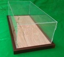 22" x 9.75" x 7" Pocher Acrylic Display Case Stand Showcase Walnut Frame Base