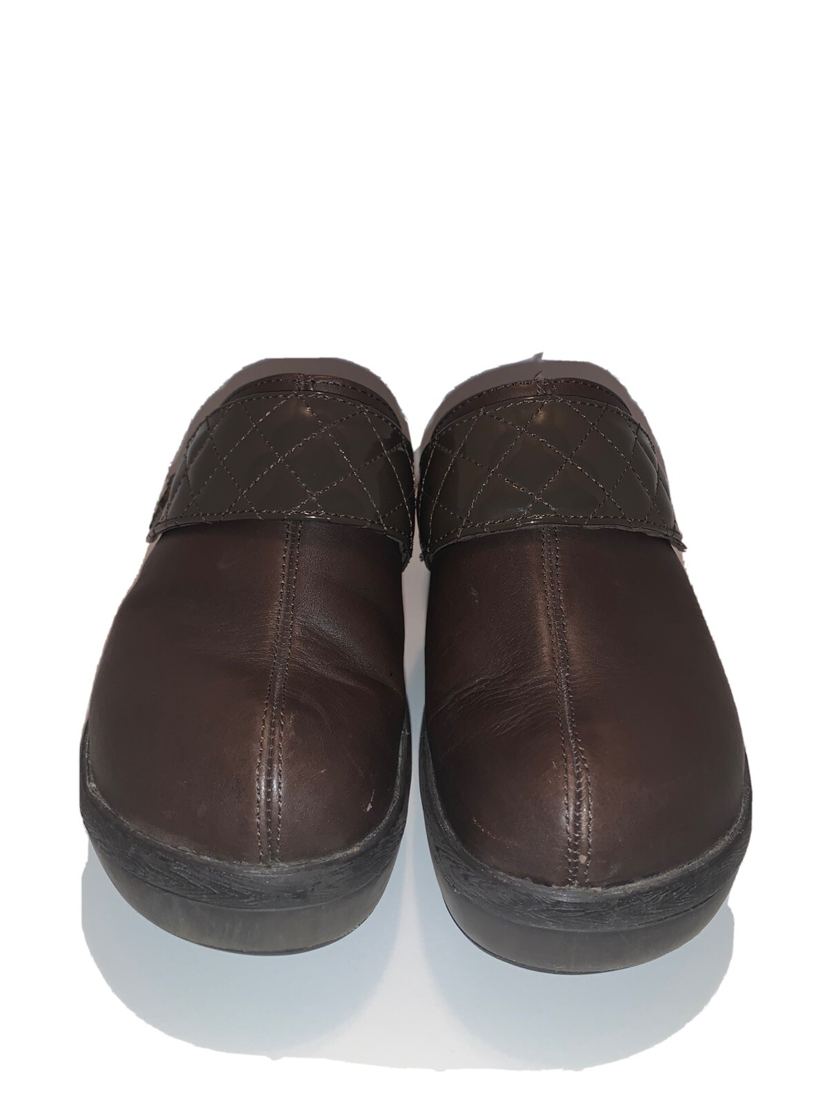 CROCS Cobbler Quilt Strap Brown Leather Platform Slip… Gem