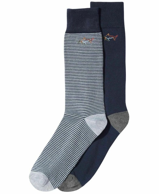 GREG NORMAN Macy's Men's Blue 2 Pack Pair Stripe Solid Performance