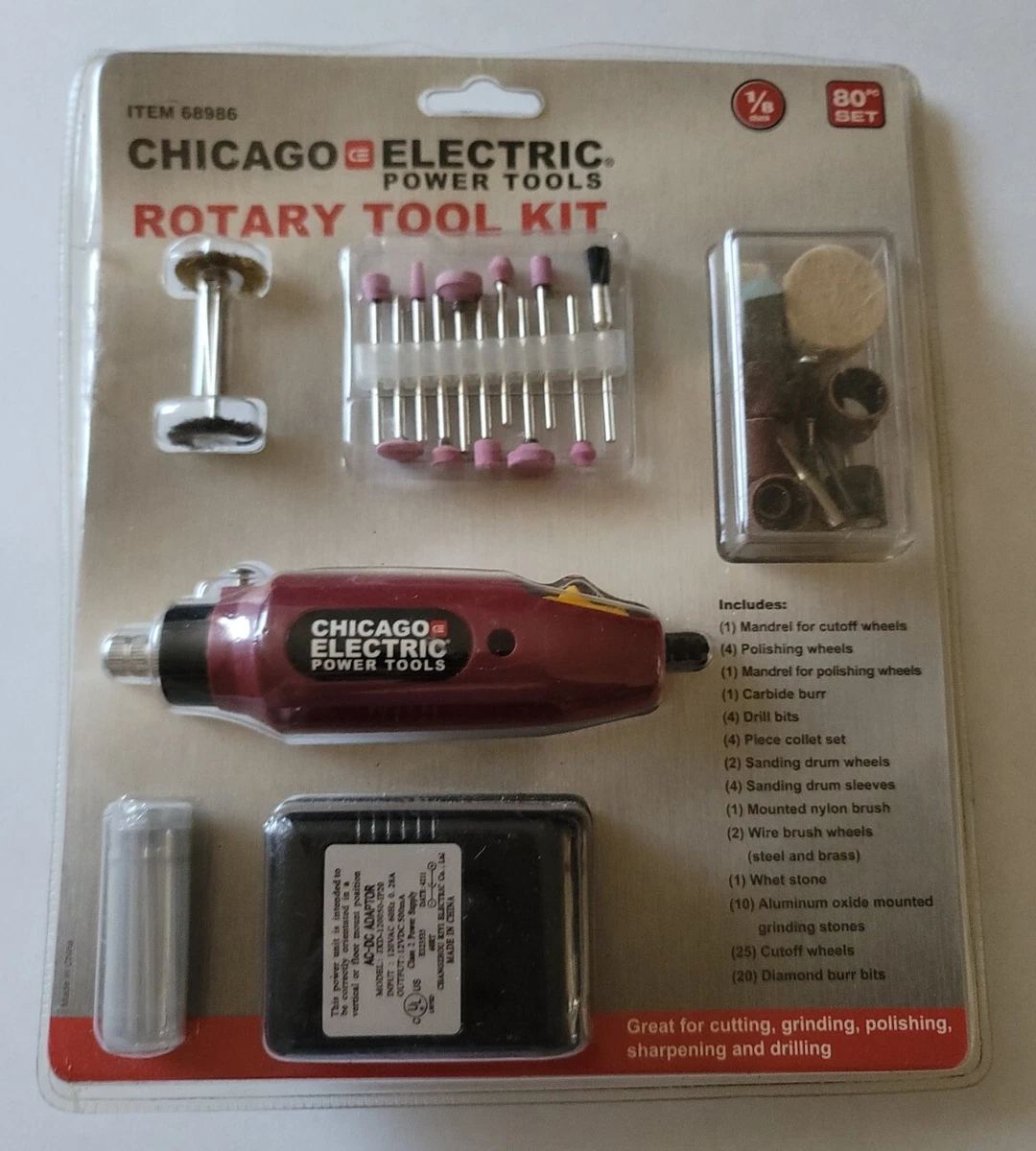 Chicago Electric Power Tools Rotary Tool Kit 80pc Rotary Tool Kit