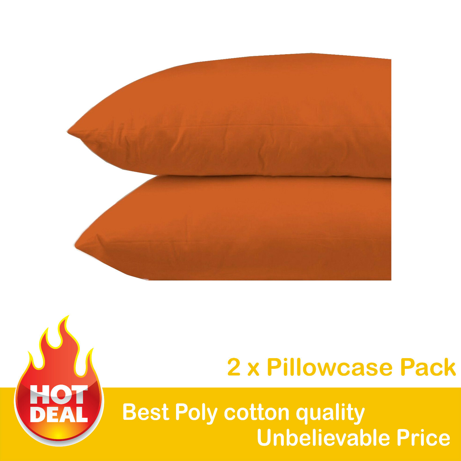 2X PILLOW CASE LUXURY CASES POLY COTTON HOUSEWIFE PAIR PACK BEDROOM