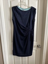 Db Established 1962 women's navy blue W/teal sleeveless midi dress size 14