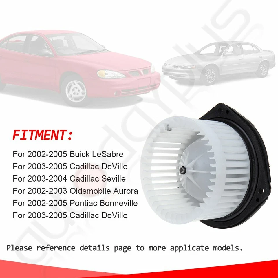 Calentador A/C Soplador Motor con Ventilador para 2002 03 04-2005 Buick LeSabre 89018521 Foto 2 de 4