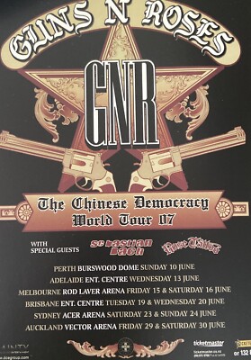 Guns N  Roses A4 2007 Australian Tour Flyer (High Qual Reprint On Glossy Card)