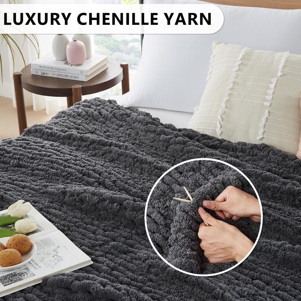 L'AGRATY Chunky Knit Blanket Throw Soft Chunky Throw Blanket 40x50