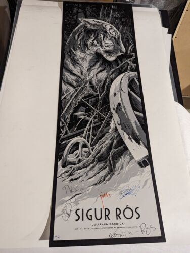 Sigur Ros Signed Tour Poster Miami 2013 xx/45 Ken Taylor Art - Afbeelding 1 van 3