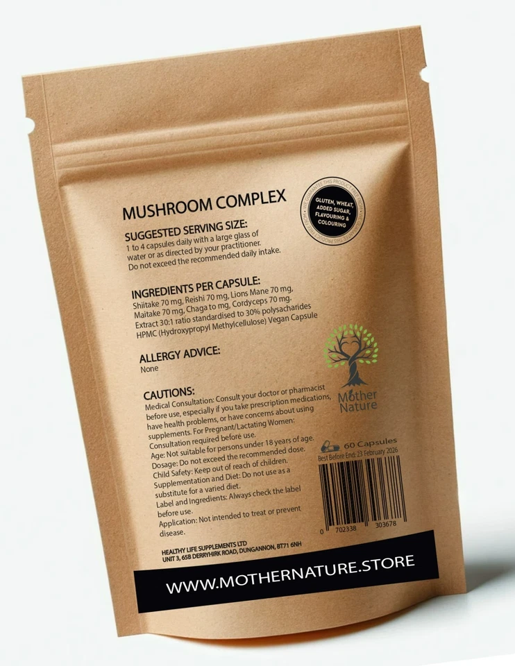 Mushroom Complex 12600mg Chaga Cordyceps Lions Mane Maitake Reishi Shiitake - Image 2 of 4