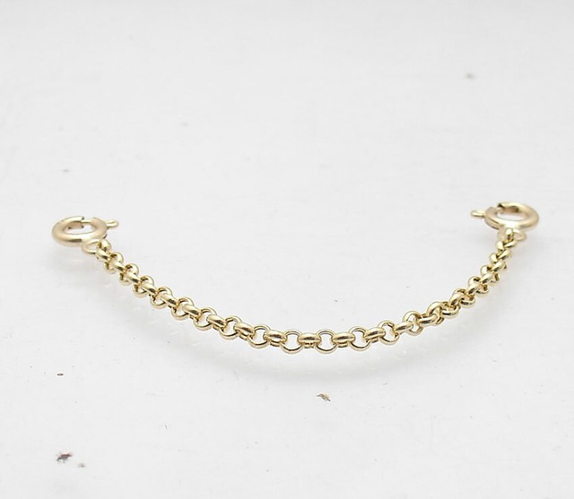 2.4mm Double Lock Cable Rolo Chain Necklace Extender Real Solid 14K