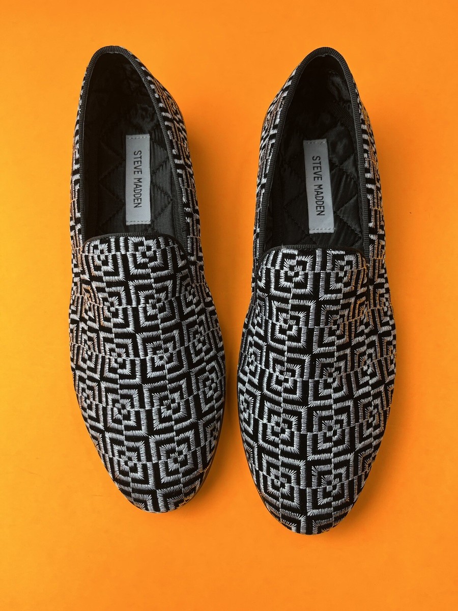 Steve Madden Men’s Black/White Calculus Slip-on Loafers Dress Shoes, S… Steve Madden Men main image 2