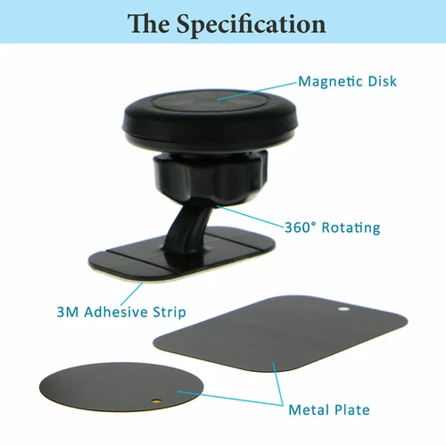 360° Universal Magnetic Car Mount Cell Phone Holder Stand Dashboard For iPhone - Picture 5 of 13