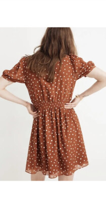 madewell brown smocked dress Flannel Lucie V-Neck Smocked Mini Dress