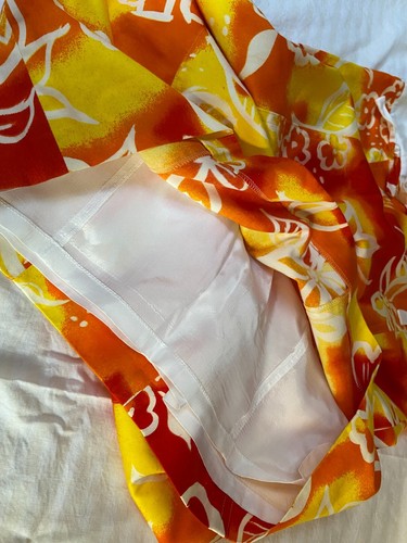 ESCADA VINTAGE COTTON SUN DRESS WHITE BODICE FLORAL PRINT IN ORANGE 42 8 ITALY - Picture 5 of 12