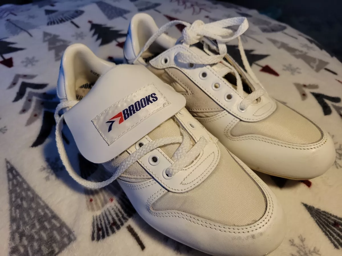 Mens Baseball football Cleats Vtg 80s Brooks WHITE Leather Size 5