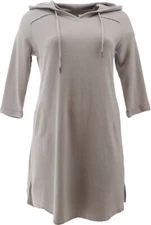 LOGO Lounge Lori Goldstein Waffle Knit Hooded Dress Drizzle Grey PXS NWOT (894)