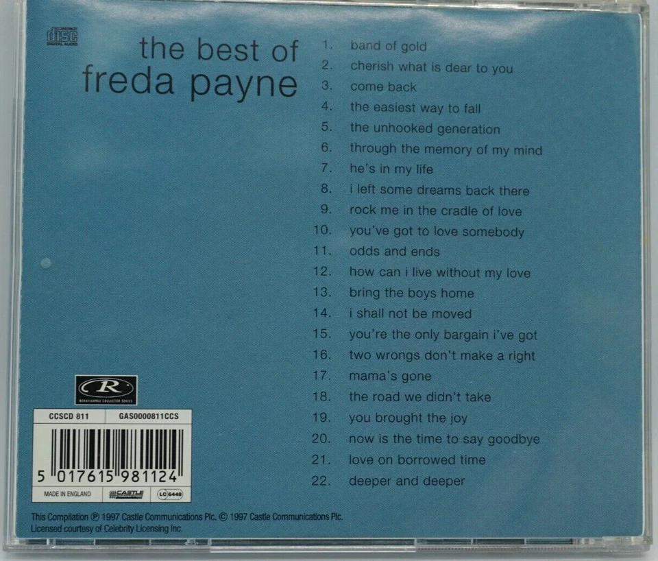 Freda Payne : The Best Of CD Album - Band Of Gold - RARE - Image 2 of 3