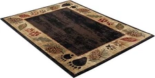 Lodge Cabin Rustic Forest Bear Paw Pinecone Area Rug **FREE SHIPPING**