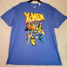X-MEN 90s SHIRT Mens BLUE EXTRA LARGE XL MENS ANIMATED SERIES WOLVERINE NWT