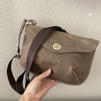 Unisex Light Brown Crazy Horse Leather Crossbody Sling Fanny Pack Bag