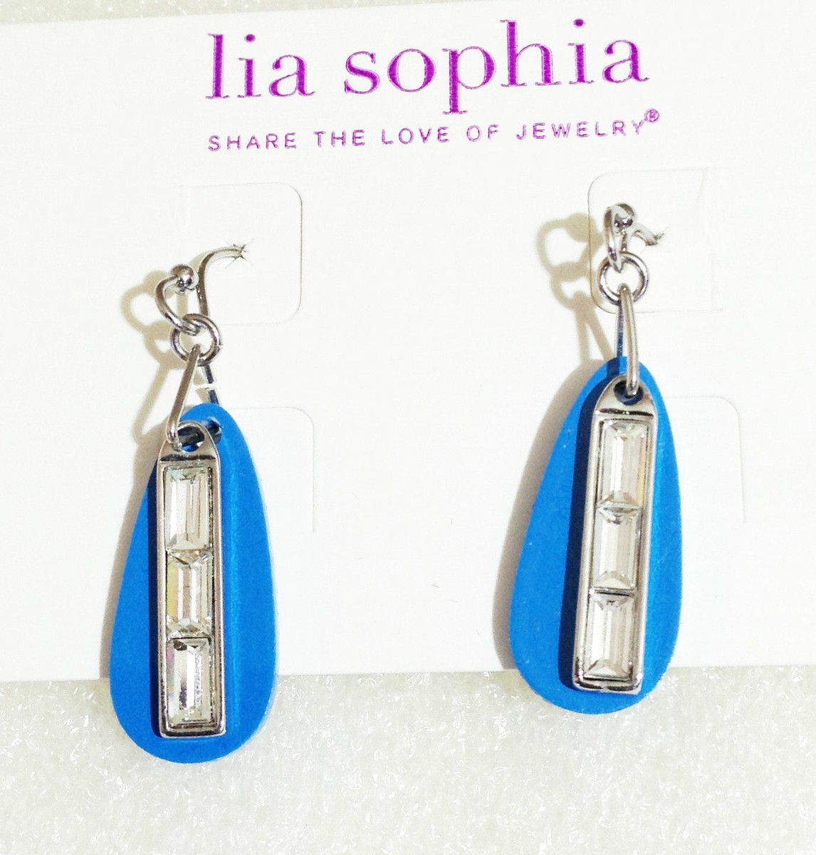 Lia Sophia SKYDIVE Two-Piece Earrings w Blue Resin