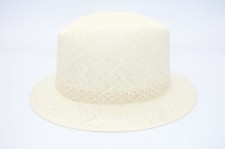 Empire State Hemp Band Fedora Hat Straw Size Medium Made in USA Off White Ivory