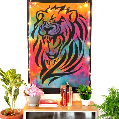 Art Cotton Poster Wall Decor Tapestry Lion Print Tie Dye Wall Hanging Tapestries